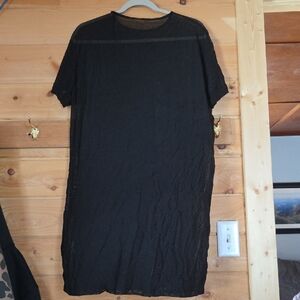 Black Sheer T-Shirt Dress/swimsuit Cover